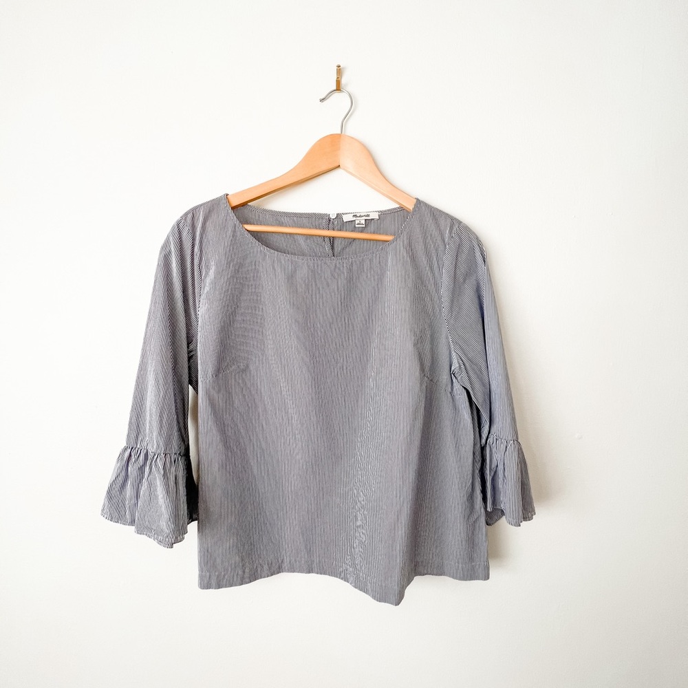 Madewell striped ruffle sleeve top